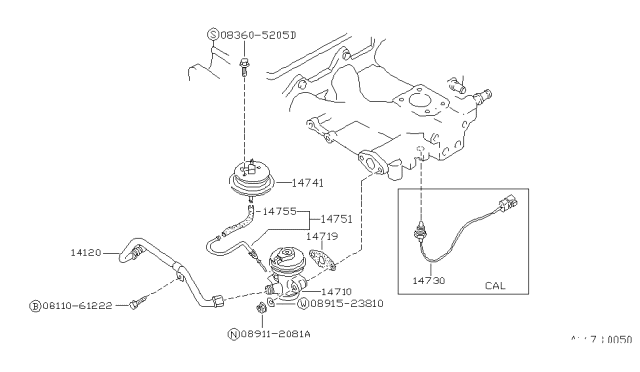 1989 Nissan Pulsar NX EGR Parts Diagram 4