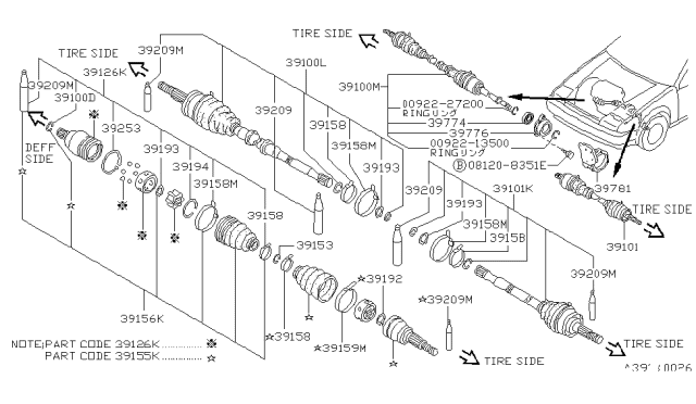 1987 Nissan Pulsar NX REPR Kt Dust Cover Diagram for 39741-29R28