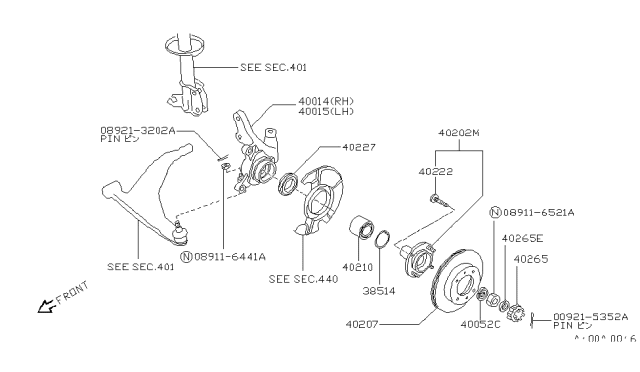 1988 Nissan Pulsar NX Hub Assembly-Road Wheel,Front Diagram for 40202-05Y01