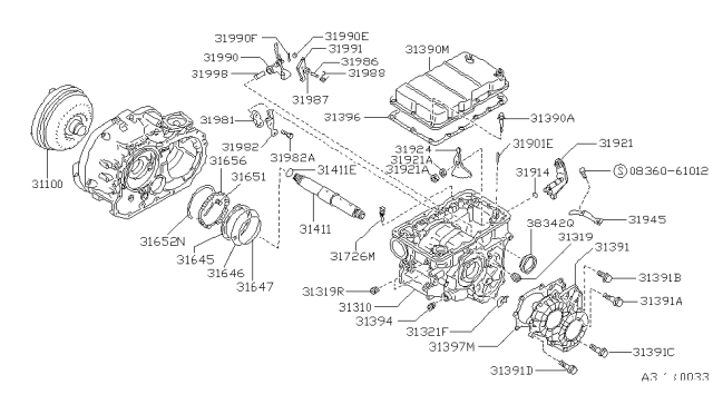 1987 Nissan Pulsar NX Case Cover Upper Transmission Diagram for 31390-21X12