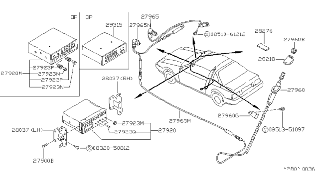 1988 Nissan Pulsar NX Nut For Antenna Diagram for 28219-80M00