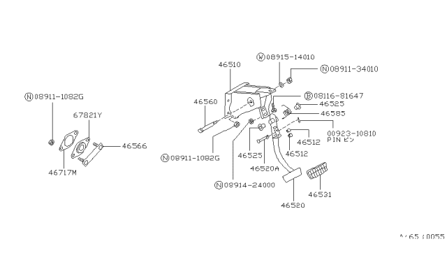 1990 Nissan Pulsar NX Brake & Clutch Pedal Diagram 1