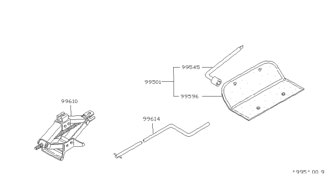 1990 Nissan Pulsar NX Tool Kit & Maintenance Manual Diagram