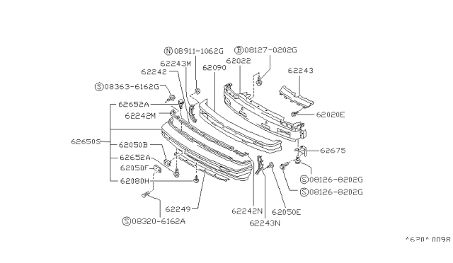 1989 Nissan Pulsar NX Front Bumper Diagram 2