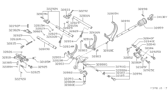 1990 Nissan Pulsar NX Lever-Striking Diagram for 32897-D2101