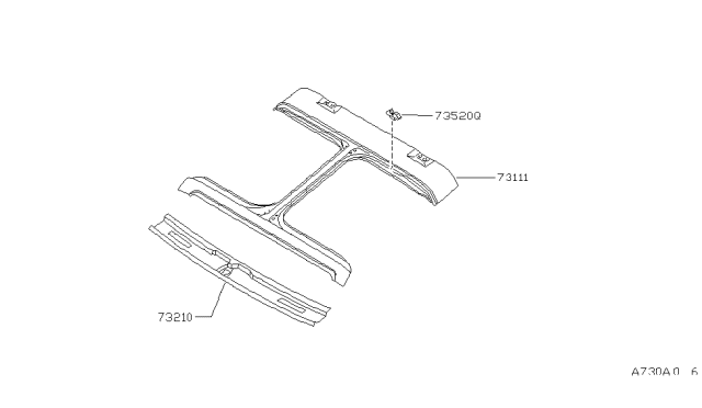 1987 Nissan Pulsar NX Rail Front Roof Diagram for 73210-84M00