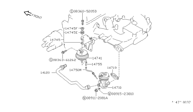 1989 Nissan Pulsar NX EGR Parts Diagram 3