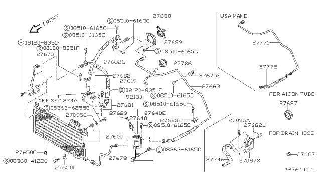 1990 Nissan Pulsar NX Condenser,Liquid Tank & Piping Diagram 2