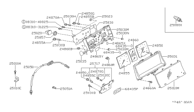 1990 Nissan Pulsar NX Housing-Meter Combination Upper Diagram for 24812-84M00