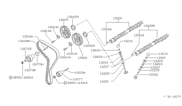 1988 Nissan Pulsar NX Camshaft & Valve Mechanism Diagram 2