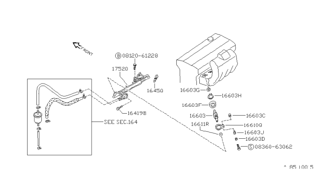 1989 Nissan Pulsar NX Injector Assy-Fuel Diagram for 16600-01Y01