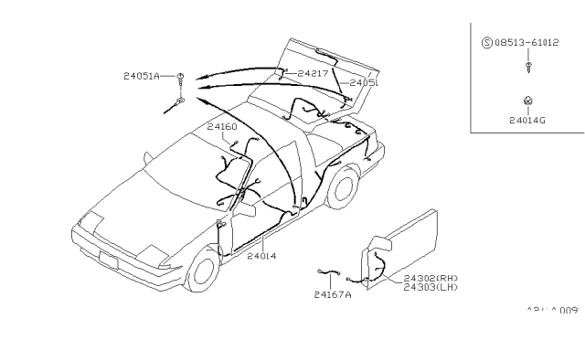 1987 Nissan Pulsar NX Harness Body Diagram for 24014-01Y00