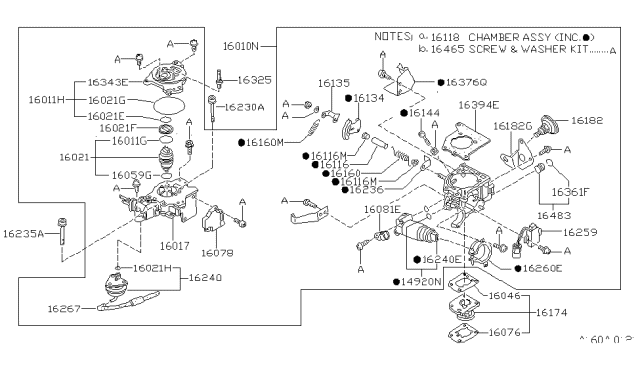 1987 Nissan Pulsar NX Cover INJECTOR Diagram for 16610-D4400