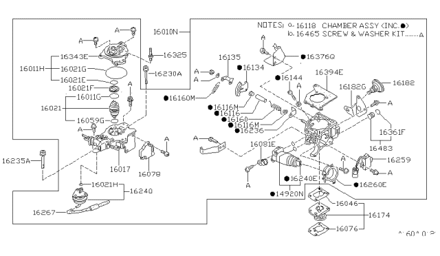 1987 Nissan Pulsar NX Stud Air Cleaner Diagram for 16525-H5015