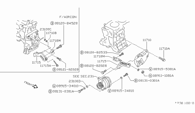 1987 Nissan Pulsar NX Bolt Diagram for 11719-55M00