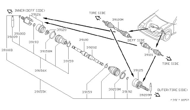 1988 Nissan Pulsar NX Front Drive Shaft (FF) Diagram 2