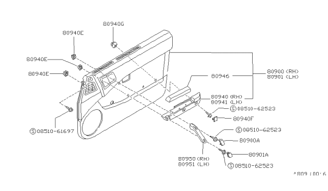 1990 Nissan Pulsar NX Front Door Trimming Diagram 1