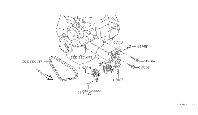 1989 Nissan Pulsar NX Compressor Mounting & Fitting Diagram 3