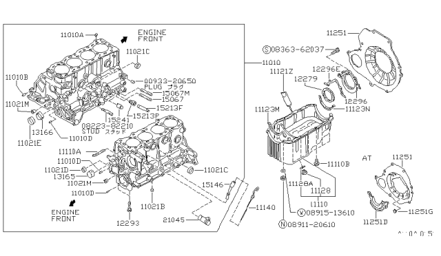 1990 Nissan Pulsar NX Cylinder Block & Oil Pan Diagram 3