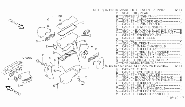 1989 Nissan Pulsar NX Gasket-Valve RGR Diagram for 11042-01Y26