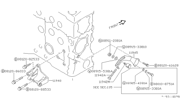 1988 Nissan Pulsar NX Bolt Diagram for 01121-02771