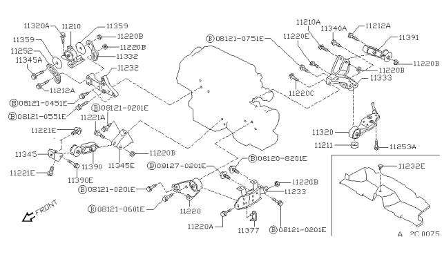 1988 Nissan Pulsar NX Bolt Diagram for 01121-02601