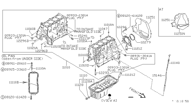 1990 Nissan Pulsar NX Cylinder Block & Oil Pan Diagram 4