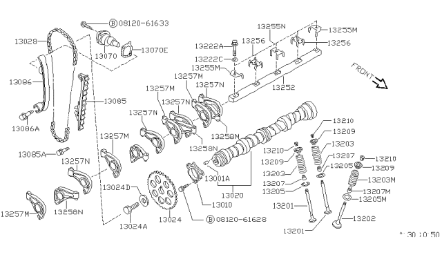 1988 Nissan Pulsar NX Rocker-Valve Diagram for 13257-84A10