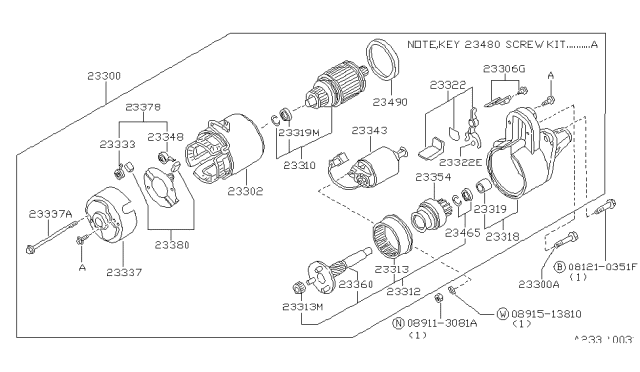 1989 Nissan Pulsar NX Stopper Set-Pinion Diagram for 23465-M8011