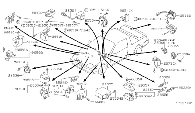 1989 Nissan Pulsar NX Cover-Sensor Air Bag LH Diagram for 98587-84M60