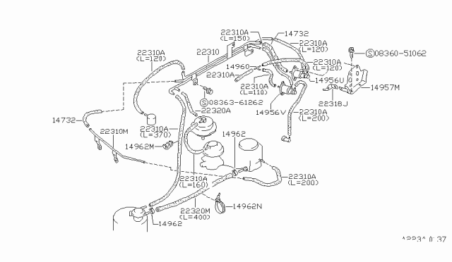 1988 Nissan Pulsar NX Engine Control Vacuum Piping Diagram 4