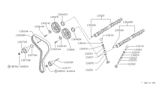 1990 Nissan Pulsar NX Pulley Assy-Idler Diagram for 13077-D4200