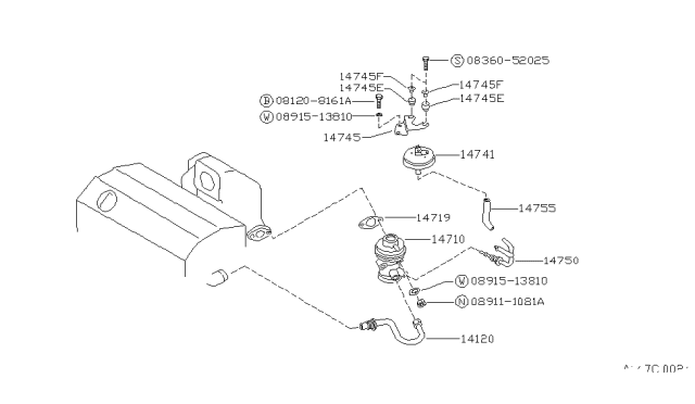 1988 Nissan Pulsar NX EGR Parts Diagram 1