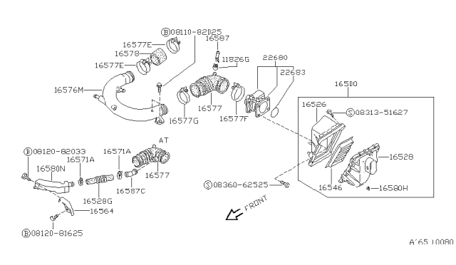 1988 Nissan Pulsar NX Mass Air Flow Sensor Diagram for 22680-85M00