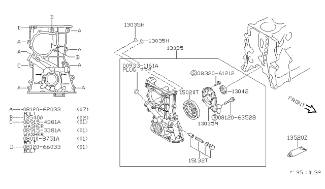 1989 Nissan Pulsar NX Front Cover,Vacuum Pump & Fitting Diagram 4