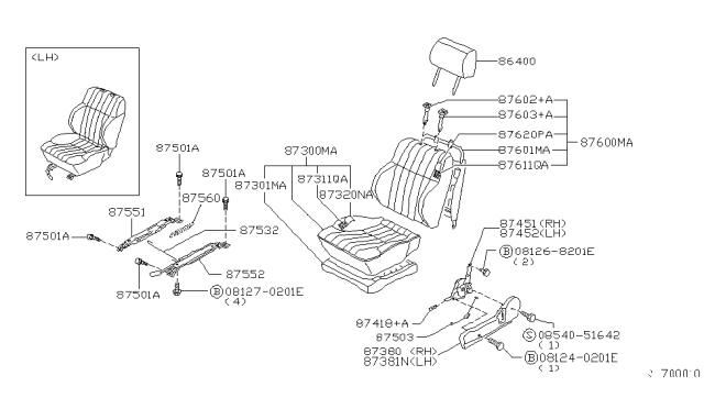 1999 Nissan Frontier Front Seat Diagram 4