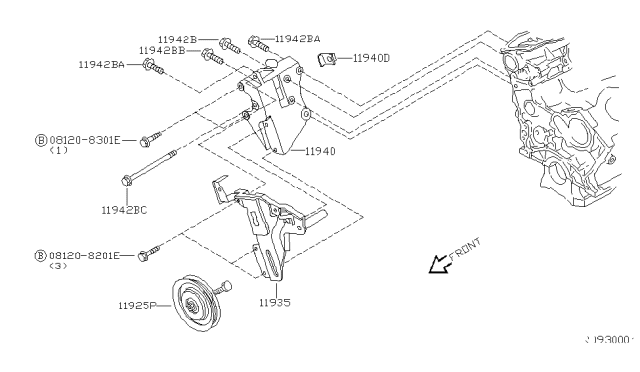 1999 Nissan Frontier Power Steering Pump Mounting Diagram 3