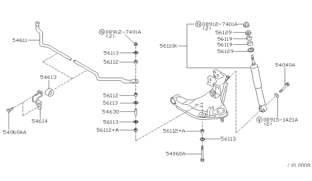 2004 Nissan Frontier Bolt Diagram for 54618-1Z600