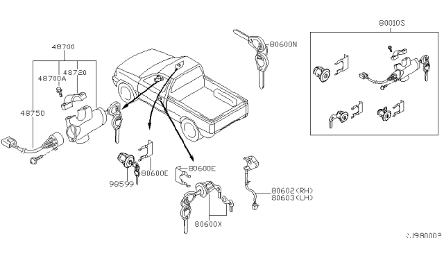 2000 Nissan Frontier Key Set & Blank Key Diagram 1