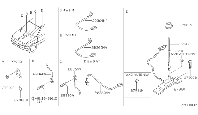 2000 Nissan Frontier Wire-Bonding Diagram for 28360-3S505