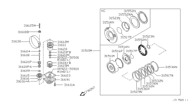 2000 Nissan Frontier Clutch & Band Servo Diagram 11