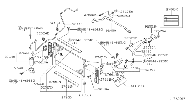 2000 Nissan Frontier Condenser,Liquid Tank & Piping Diagram 5