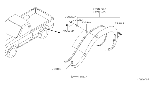 2000 Nissan Frontier Rear Fender & Fitting Diagram 3