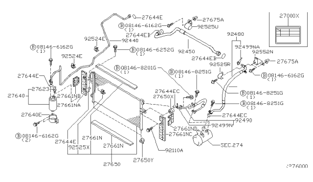 2001 Nissan Frontier Condenser,Liquid Tank & Piping Diagram 1