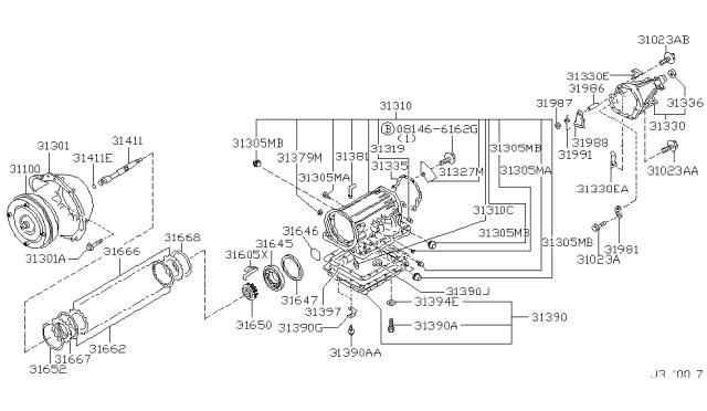 2001 Nissan Frontier Torque Converter,Housing & Case Diagram 1