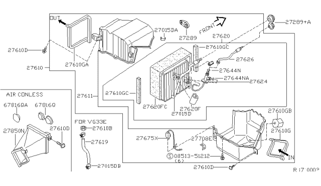 2000 Nissan Frontier Clip Diagram for 92295-0P001