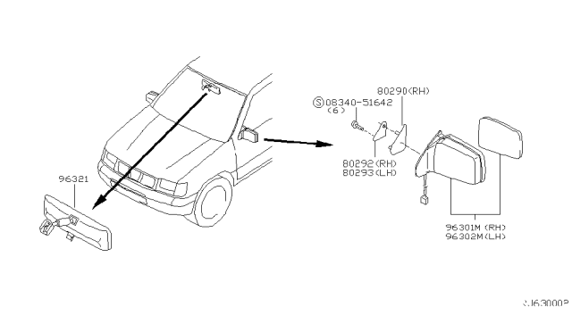 1999 Nissan Frontier Rear View Mirror Diagram 1