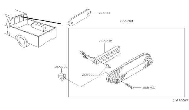 2000 Nissan Frontier Rim-Stop Lamp Diagram for 26598-7B400