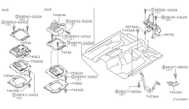 2000 Nissan Frontier Stay-Seat Belt Anchor Diagram for 74860-3S500