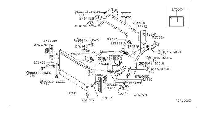 2002 Nissan Frontier Condenser,Liquid Tank & Piping Diagram 1